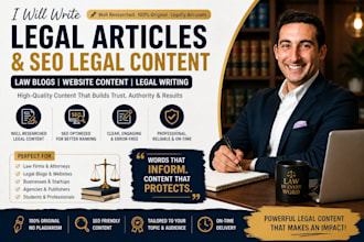 write legal articles, law blog posts, website content and SEO legal writing