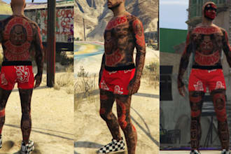 do custom tattoo, custom ped, custom clothes,fivem chain, custom fivem ped