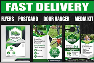 design lawn care, garden service flyer, door hanger, eddm postcard