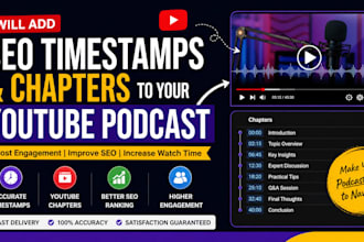 create SEO timestamps for youtube podcast clips