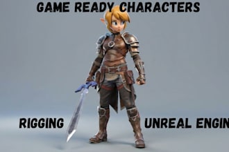 create 3d design of game character model and rigging with unreal engine
