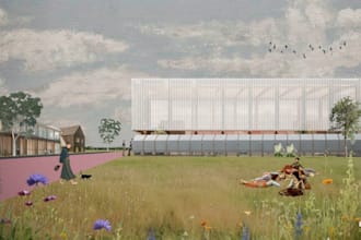 create an artistic post digital architectural collage