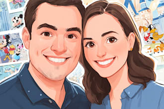 create magical couple portraits in disney or pixar style