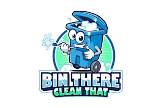 design cartoon new trash bin cleaning business logo