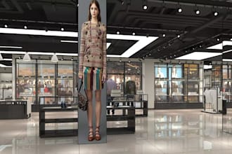present3d fashion store,clothing showroom,interior layout render,cgi retail shop
