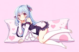 draw unique dakimakura body pillow fanart fantasy vtuber oc sfw nsfw anime style