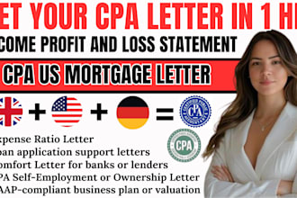 write CPA business plan valuation letter gaap compliant bank mortgage US CPA