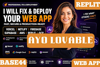 fix deploy replit, base44 web app on vercel netlify, firebase, supabase, AWS,