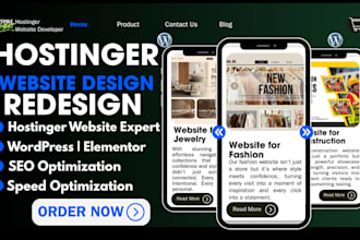 revamp, redesign hostinger wordpress website or hostinger website builder site