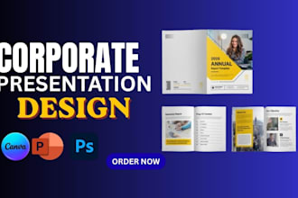 create a corporate presentation folder, business pitch deck, powerpoint slide