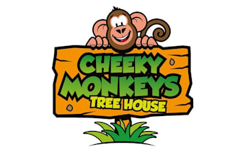 create premium bright logo for cheeky monkeys tree house