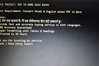 data entry, excel, tally erp entry, pdf to word typing