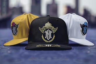 do snapback, baseball cap mockup and artwork, logo and badge