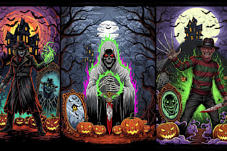 do horror illustration metal band album cover horror poster t shirt merch design