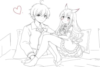 draw custom dakimakura body pillow anime art, oc, waifu, husbando, sfw,nsfw