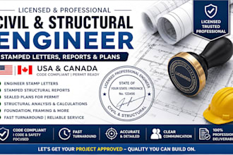 civil and structural engineer stamp letter, engineer stamp report, stamped plan