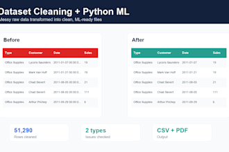 clean your dataset and build a python ml model