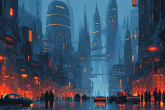 making a cyberpunk futuristic city art