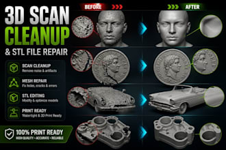 repair fix edit and modify 3mf stl files and 3d scan cleanup for 3d printing