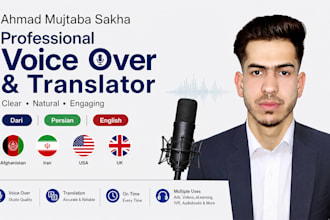 provide professional voice over and translation in dari and persian