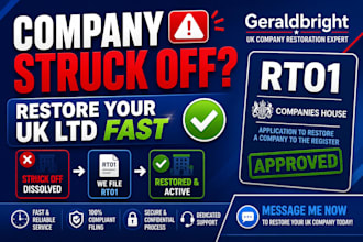 restore your dissolved UK company and file rt01 fast