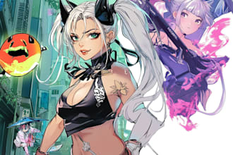 design anime banner with bold and colorful style