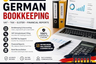 do german bookkeeping, vat filing, sevdesk, elster tax for freelancers and llc