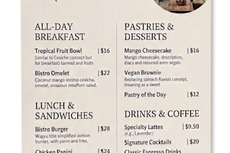 design a professional and editable canva menu template for your restaurant