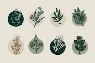 create boho, botanical, whimsical, and floral logo design