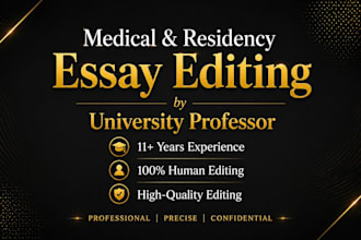 edit medical school or residency personal statement as a university professor