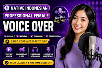 record a professional indonesian female voice over