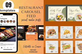 create food brand posts restaurants  template for instagram facebook and titok