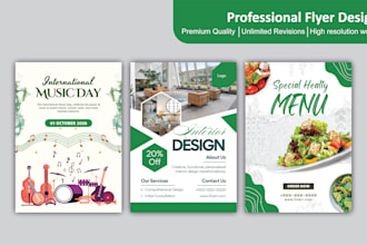 design professional business flyer, postcard and brochure