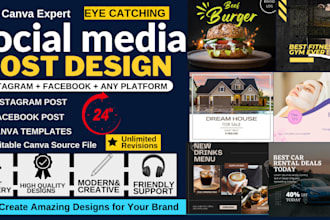 create modern social media post design in canva for brand