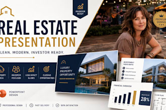 real estate presentation, property deck powerpoint clean modern investor ready