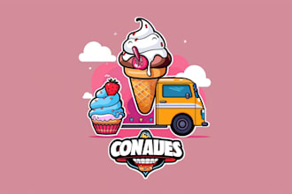 design mascot logo restaurant, food, ice cream, truck