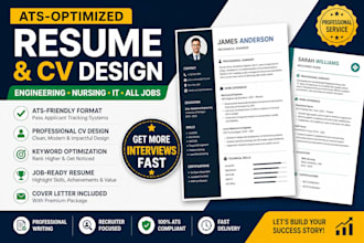 design professional resume and CV design for engineering, nursing and all jobs