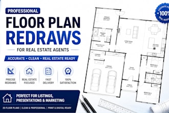redraw floor plan for real estate agents and property management