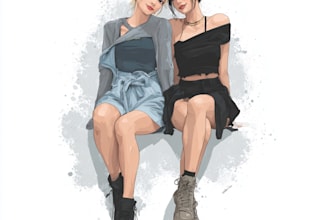 draw a watercolor couple portrait