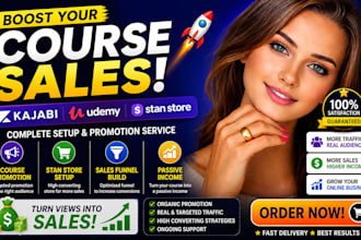 do kajabi udemy course promotion stan store setup for online sales income