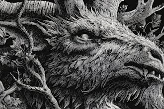 create stunning linocut or woodcut style illustrations