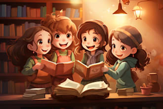 digitally paint colourful children book illustrations