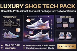 do professional footwear tech pack for sneakers loafers and shoes for your brand