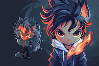 create custom anime mascot or cartoon logo