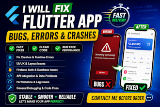 fix flutter app bugs, errors and crashes fast