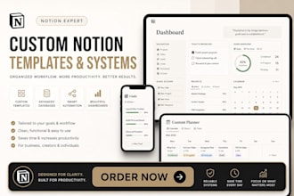 design notion templates, dashboards, automation for business workflow