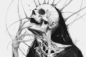 draw professional mystical cosmic horror art
