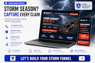 design a storm damage roofing website that captures insurance leads