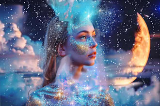 create a glitter cosmic and mystical art of you