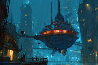 illustrate a cyberpunk futuristic city art